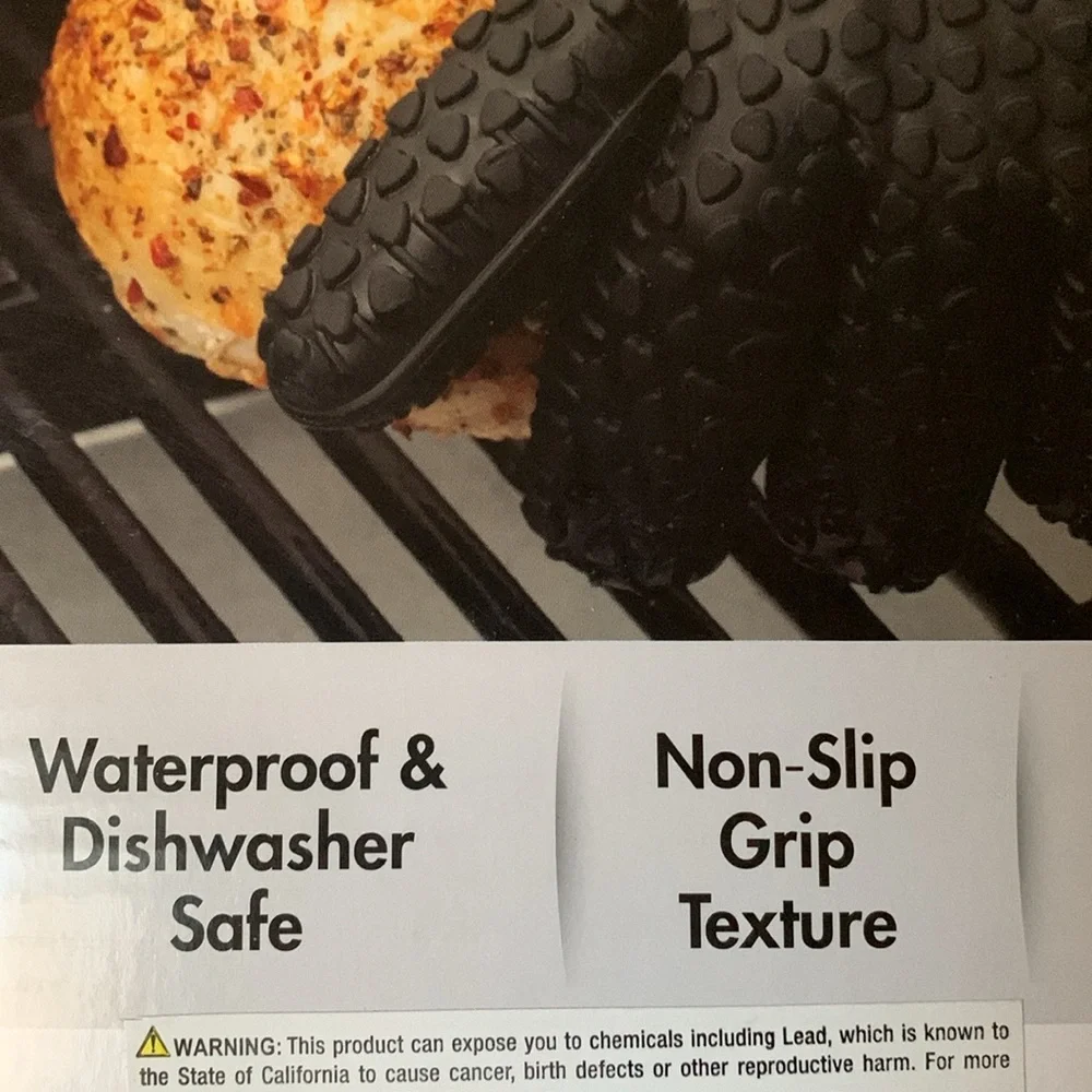 CUISINART NEW Heat Resistant Silicone Grill Gloves 2 Pk No Slip dishwasher safe